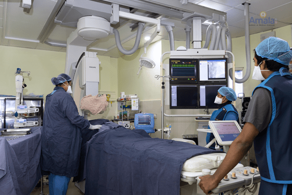 Cardiac Cath lab procedure Image at a Amala Hospital
