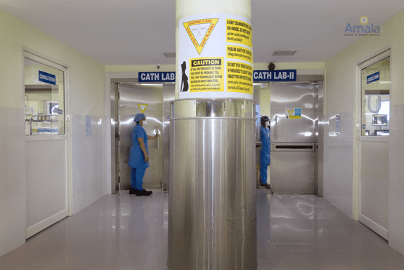 Image of clean and hygiene Cath area entrance at Amala Hospital